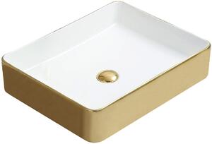 Mexen Estela umywalka nablatowa 50 x 40 cm, biała/złota - 22105053