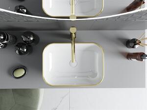 Mexen Rita umywalka nablatowa 45 x 32 cm, biała/złota rant - 21084505