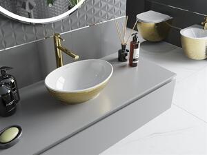 Mexen Elza umywalka nablatowa 40 x 33 cm, biała/złota wzór łuski - 21014008