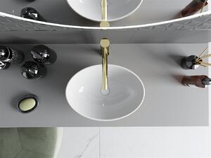 Mexen Elza umywalka nablatowa 40 x 33 cm, biała/złota wzór łuski - 21014008