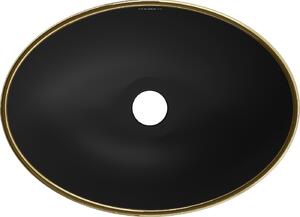 Mexen Elza umywalka nablatowa 40 x 33 cm, czarna mat/złota wzór kratka - 21014029