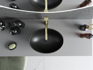 Mexen Elza umywalka nablatowa 40 x 33 cm, czarna mat/złota wzór łuski - 21014028