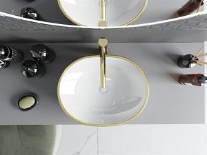 Mexen Viki umywalka nablatowa 48 x 35 cm, biała/złota rant - 21054805