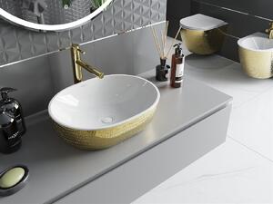Mexen Viki umywalka nablatowa 48 x 35 cm, biała/złota wzór łuski - 21054808