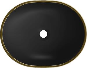 Mexen Viki umywalka nablatowa 48 x 35 cm, czarna mat/złota wzór kratka - 21054879