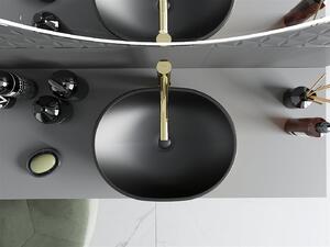 Mexen Viki umywalka nablatowa 48 x 35 cm, czarna mat/złota wzór łuski - 21054878