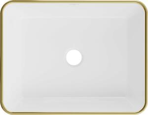 Mexen Catia umywalka nablatowa 48 x 37 cm, biała/złota rant - 21314805