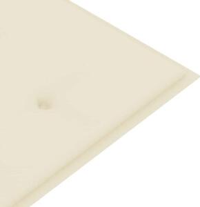 Ławka batavia z kremowa poduszką, 150 cm, lite drewno tekowe
