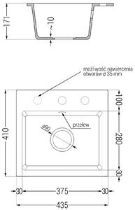 Mexen Milo zlewozmywak granitowy 1-komorowy z baterią kuchenną Duo, biały - 6505-20-671701-02