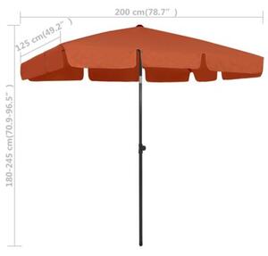 Parasol plażowy, terakota, 200x125 cm