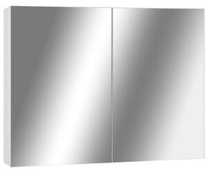 Szafka łazienkowa z lustrem, biała, 80x15x60 cm, mdf