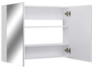 Szafka łazienkowa z lustrem, biała, 80x15x60 cm, mdf