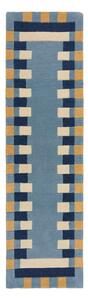 Niebieski wełniany chodnik tkany ręcznie 60x230 cm Kai Wool Border – Flair Rugs