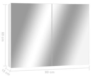 Szafka łazienkowa z lustrem, biała, 80x15x60 cm, mdf