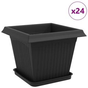Doniczki 24 szt. czarny 33 x 33 x 26 cm z tworzywa sztucznego