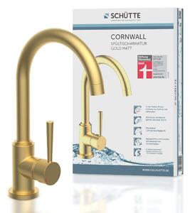 SCHÜTTE CORNWALL bateria kuchenna, bateria kuchenna z funkcją oszczędzania energii, jednouchwytowa, obrotowa wylewka 360°, matowe złoto