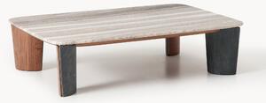 Stolik kawowy z marmuru i drewna akacjowego Muno, S 120 cm