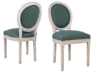 Krzesła w styli ludwikowskim z zieloną tapicerką - 2 sztuki