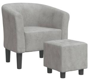 Fotel klubowy z podnÃ³Å¼kiem, jasnoszary, obity aksamitem