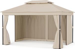 Blumfeldt Mondo Dual Pawilon 3x4 – Doppeldach & Moskitonetze, Rostfreier Metallrahmen, Wetterfeste Überdachung, Gartenpavillon, Be