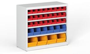 Regał z plastikowymi pojemnikami BASIC - 800 x 400 x 920 mm, 24xA, 6xB, 4xC