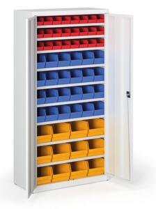 Szafa z plastikowymi pojemnikami BASIC - 1800 x 400 x 920 mm, 24xA, 24xB, 12xC, szary