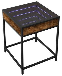 Stolik nocny z LED infinity, przydymiony dÄ b, 40x40x51 cm