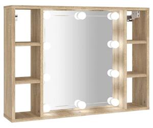 Szafka z lustrem i oÅwietleniem LED, dÄ b sonoma, 76x15x55 cm