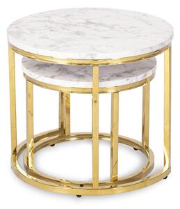 Zestaw biało-złotych stolików kawowych glamour - Adro