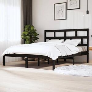 Czarne podwójne łóżko z litego drewna 160x200 - Bente 6X