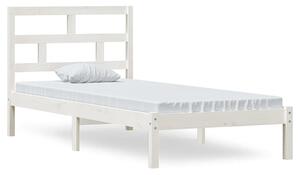 Białe jednoosobowe drewniane łóżko 90x200 - Bente 3X