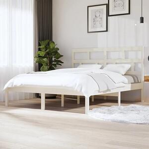 Białe drewniane podwójne łóżko 160x200 - Bente 6X