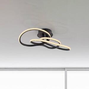 Paul Neuhaus Lampa sufitowa TWIST, możliwość ściemniania, czarny, salon / jadalnia, aluminium, nowoczesny