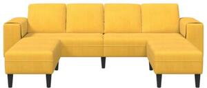 Nowoczesna sofa w ksztaÅcie u w jasnoÅ¼Ã³Åtym sztruksie - elegancki wybÃ³r do salonu