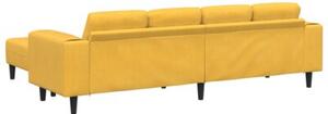 Nowoczesna sofa w ksztaÅcie u w jasnoÅ¼Ã³Åtym sztruksie - elegancki wybÃ³r do salonu