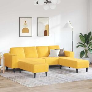 Nowoczesna sofa w ksztaÅcie u w jasnoÅ¼Ã³Åtym sztruksie - elegancki wybÃ³r do salonu