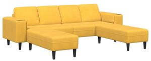 Nowoczesna sofa w ksztaÅcie u w jasnoÅ¼Ã³Åtym sztruksie - elegancki wybÃ³r do salonu