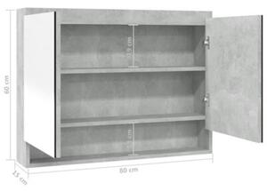 Szafka łazienkowa z lustrem, 80x15x60 cm, mdf, szarość betonu