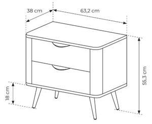 Szafka nocna Edrin 63 cm z szufladami - dąb dunin / czarny