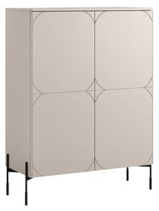 Komoda wysoka Sonatia 120 cm dwudrzwiowa z dwoma ukrytymi szufladami - kaszmir