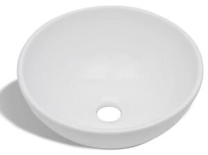 Umywalka z baterią mieszającą, ceramiczna, okrągła, biała