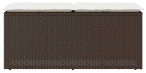 Ławka ogrodowa z poduszką brązowa 110x40x44 cm polirattan