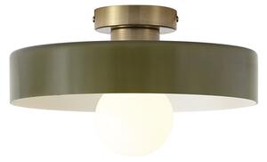 Retro lampa sufitowa brązowa z zielonym szkłem - Jina