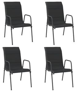 Krzesła ogrodowe, 4 szt., stal i tworzywo textilene, czarne