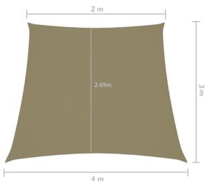 Żagiel ogrodowy, tkanina oxford, trapezowy, 2/4x3 m, beżowy