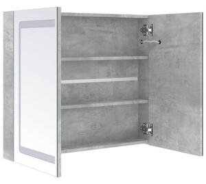 Szafka łazienkowa z lustrem i LED, szarość betonu, 80x12x68 cm