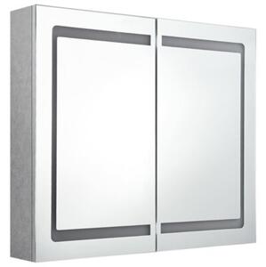 Szafka łazienkowa z lustrem i LED, szarość betonu, 80x12x68 cm