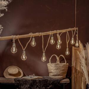 STAR TRADING Łańcuch świetlny LED Jutta Outdoor, 10-punktowa, 5 m, juta, IP44 Outdoor, kremowy / amber, tkanina / materiał / jedwab