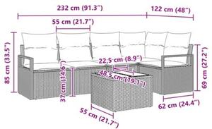 Zestaw sof 6 szt. szary polirattan
