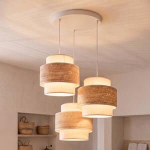 Lampa wisząca Space Duolla, kremowy / amber, sypialnia, tkanina / materiał / jedwab, młodzieżowy